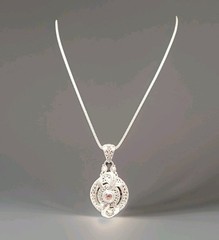 Sarda Peach Stone Koy Fish Peces Sterling Silver Pendant