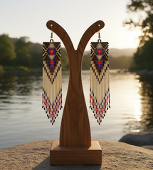 Tribal Earrings Native Large Boho American Seed Beads Handmade Earring