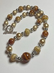 Artisan Handcrafted Art Deco Lampwork Glass Jewelry Amber fromChaos Necklace #4