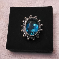 Swiss Blue Quartz Ring. Set In Tarnish-Resistant Tibetan Silver. Size 6.25