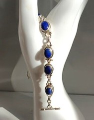 Lapis Lazuli Link Bracelet ~ Marked 925 ~ Mexico (?) ~ 7.25″ x 24mm ~ Wt. 2.65g