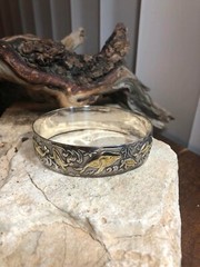 Vintage Handmade 925 Sterling Silver Two Tone Sea Life Bangle Bracelet 42.5g
