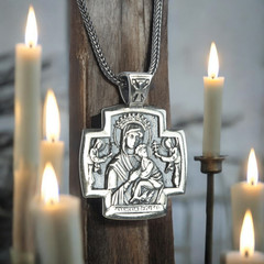 Double-Sided Orthodox Cross Pendant – 925 Sterling Silver – Christian Icon Cross
