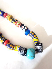 Trade Beads Hand Painted Recycled Metal Lobster Clasp 12 in Single Strand