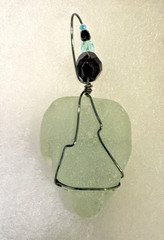 SEA GLASS PENDANT AQUA GREEN PEAR SHAPE FOR NECKLACE HANDCRAFTED CHARM NEW JEWEL