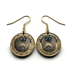 2002 Germany Deutschland 1 Euro coin earrings German eagle Berlin Hamburg 000657