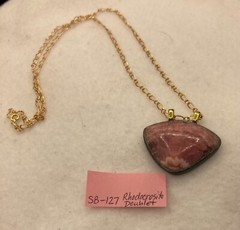 Rhodocrosite Doublet Pendant 22″ Gold Plate Chain SB-127