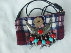 Women Boho Fabric Textile NECKLACE 32″ Amulet Gypsy USA Seller New