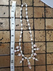 Artisan Glass Drop Beaded Necklace| White, Pink, Silver Color Faux Pearl Beaded