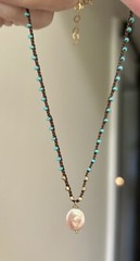 Pearl Turquoise Seed Bead Quartz 14k Gold Filled Necklace Silk Sundance Catalog