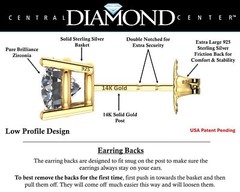 Yellow Gold Plated 925 Sterling Silver 4 Prong Stud Earrings With 0.3 Carat CZ