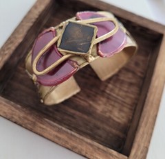 Brutalist Cuff Bracelet Fired Brass Copper Modern Design Unique Hand made