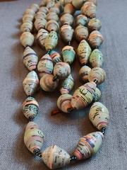Hand Rolled Paper Beaded Necklace Artisan Made Multi-Color Great Holiday Gift 🎁