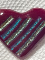 Fused Dichroic Glass Hand Made Heart Pendant Necklace Lovely in Glass by Lapsys