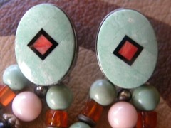 JUAN WILLIE FOX TURQUOISE MULTISTONE INLAY EARRINGS 2″