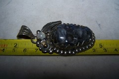 Southwestern Silver Tibetan Carved Moonstone Labradorite SKULL Pendant Necklace