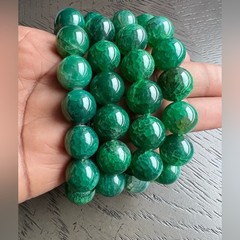 Enhanced green dragon vein agate bracelet 14mm