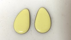 POST EARRINGS – Enamel On Copper LIGHT YELLOW COLOR ENAMEL- FREEFORM SHAPE