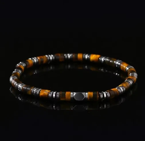 Natural Tiger Eye Beaded Bracelet unisex