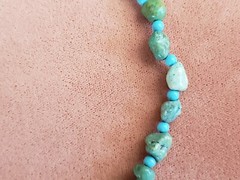 GENUINE STONE NECKLACE, 18 INCHES LONG, HAND-MADE, 10mm NATURAL TURQUIOSE