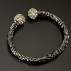 MILOR 925 STERLING SILVER ITALY CABLE CUFF HINGED BRACELET W MINT CRYSTALS