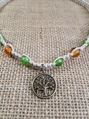 Tree of Life Beaded Hemp Necklace 16 in Handmade, Earthy, Unisex, Ready to Ship