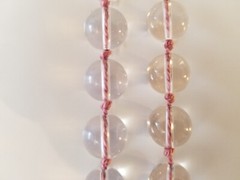Hand knotted 20 in.pool of lights style necklace, 100% pink silk handmade clasp