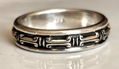 Greek Pillars Patterns Band Ring 999.Pure Fine Silver Bold, Pillars Design
