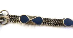 Vintage Artisan Lapis Lazuli Bracelet Ethnic Teardrop Design 900 Silver 8.5″