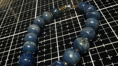Blue Denim Lapis Lazuli Rondell Beaded Necklace 19″ 13mm Beads Gemstone