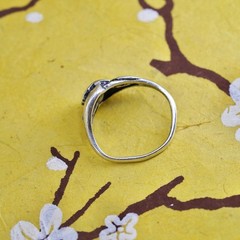 Size 6.75, sterling 925 silver handmade Freeform floral ring