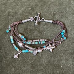 925 Sterling Silver Turquoise Multi-Strand Toggle Layered Bracelet