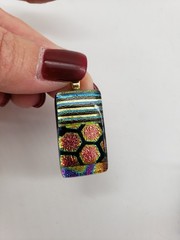 Dichroic Glass Pendant set of 2 Glass Measures 1-1.25in Stunning