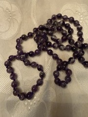 Amethyst Hand Knotted Necklace 30 Inch No Clasp Pisces Birth Stone And Healing ￼