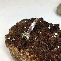 Handmade Natural Faceted Amethyst or Peridot, Sterling Silver Ring, Size 6, 5.25