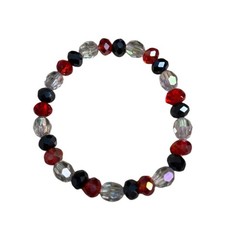 Red White and Blue Beaded Stretch Bracelet Handmade 0177