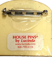 Vintage Lucinda Brooch House Pins Home Picket Fence Cars Cream Reddish Brown EUC