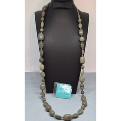 Jay King Necklace Desert Sage Jasper Sterling Silver Beaded Artisan Long 33″