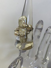 Handmade White Freshwater Stick Pearl Ring In Sterling Silver Size 7 3/4