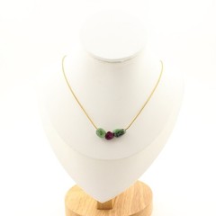 stones And Minerals. Necklace 3 Epidote Pearls From Myanmar. Chain In