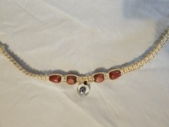 Vintage Handmade Hemp Necklace/Choker With Wooden & Blown Glass Bead 14″ Long