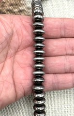 Southwestern FAUX Navajo Pearl Saucer Shape Silver Tone Beaded Necklace 23”