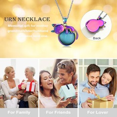 Cat Urn Necklace for Ashes Moonstone Pet Urn Cremation Keepsake Memorial Jewelry