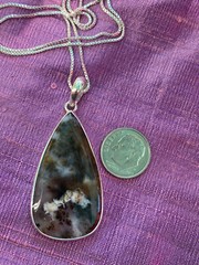 Russian Dendrite Agate & Sterling Silver Handcrafted Artisan Teardrop Pendant
