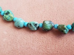 GENUINE STONE NECKLACE, 18 INCHES LONG, HAND-MADE, 10mm NATURAL TURQUIOSE