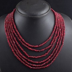 Most Brilliant 6 Strand Red Ruby Amazing Cut 402 Cts Necklace Jewelry VK 26 E549