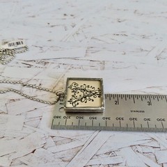 Vtg Y2K Handmade Soldered Glass Charm Necklace Letter V Music Notes Shabby Chic