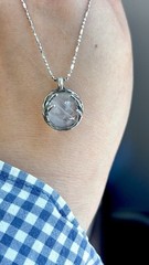 Natural Blue Needle Sphere W/925 Leaf Shape Frame Pendant Pls Read Description