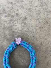 Rubber Blue Purple Heart Handmade Stretch Bracelet