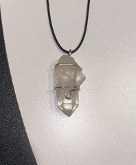 Handmade Himalayan Tibetan clear quartz Point crystal necklace elestial Gold